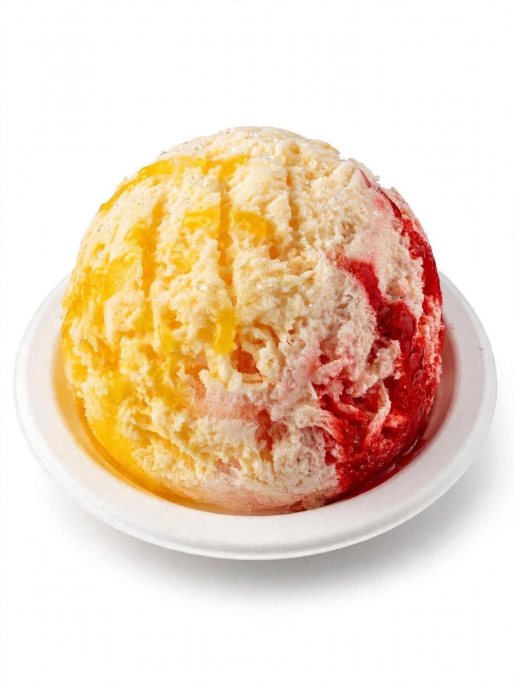 Yellow and red shave ice