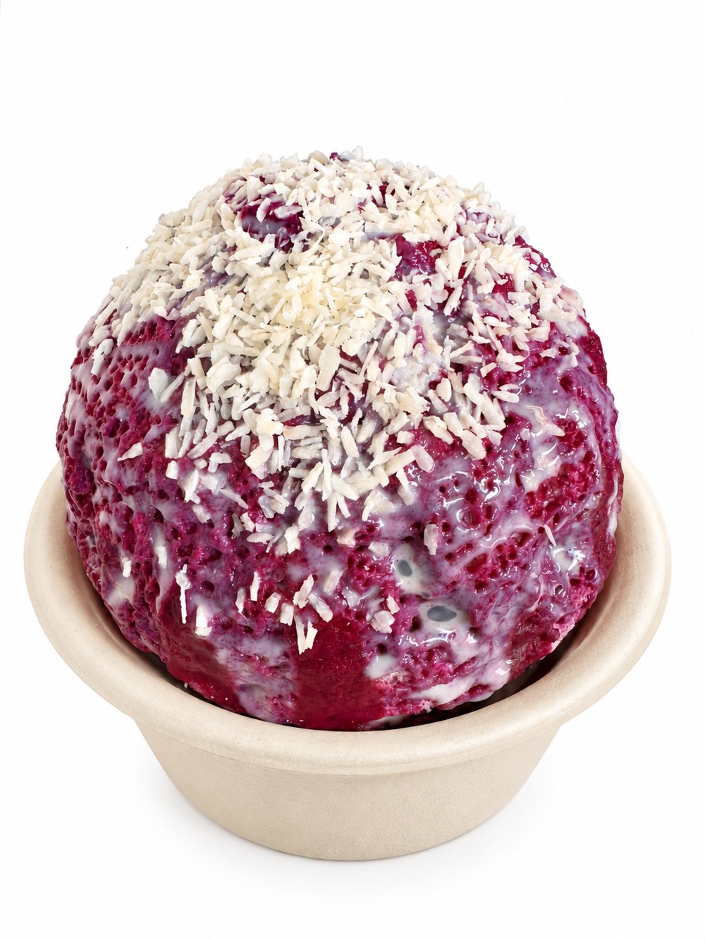 Berry shave ice with shredded coconut